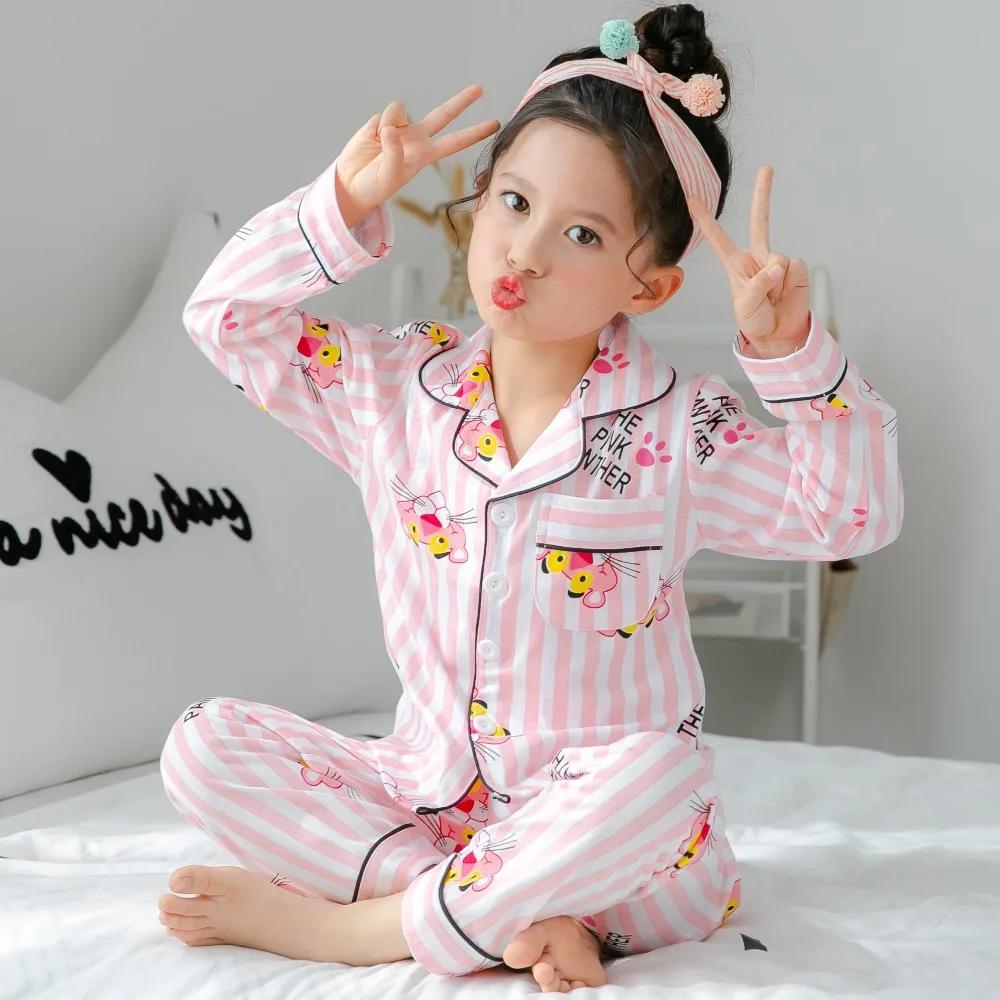 

Autumn Winter Children Pajamas Long Sleeve Cotton Kids Girl full Clothes Cardigan Suit Warm Children's Pyjamas Home Boy Gift