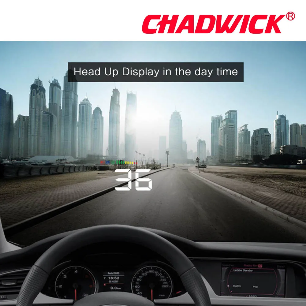 

Fashion simple HUD Display Car Overspeed Alarm Water Temperature Alarm OBDII nterface Reflective Film Car-styling CHADWICK A500
