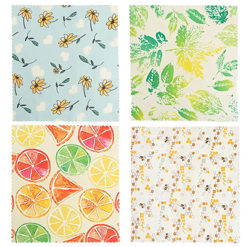 

3Pcs Natural Beeswax Food Wraps Eco Friendly Plastic Free Food Storage Reusable Wraps Washable Multi-functional Food Wrap