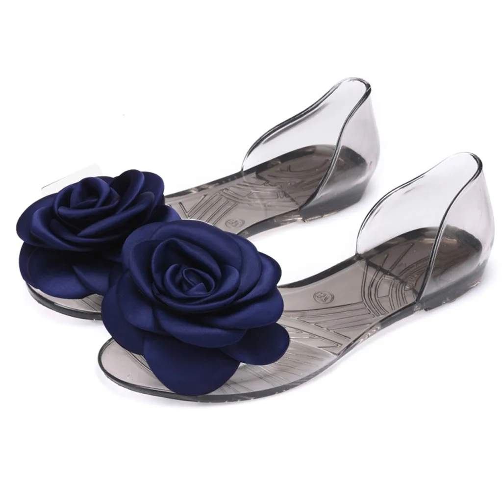 

SAGACE shoes Woman Sandals Rose Open Toe Jelly Slip On Shoes Big Floral Fish Mouth Beach Sandals 2019 Hot sell summer Sandals