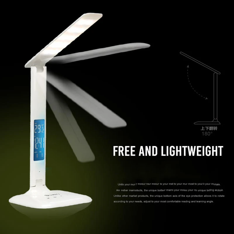 Kopen Bureaulamp Nordic Lichten Kantoor Lampen Bureau Lezen Led Verlichting Tafellamp Verstelbare Led Light Kalender Klok Flexibele Moderne