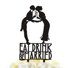 100 шт/партия, креативный поцелуй невесты и жениха "Ешьте. Пейте. И tobe женат" акриловый для свадебного торта Топпер украшения для торта для вечеринки