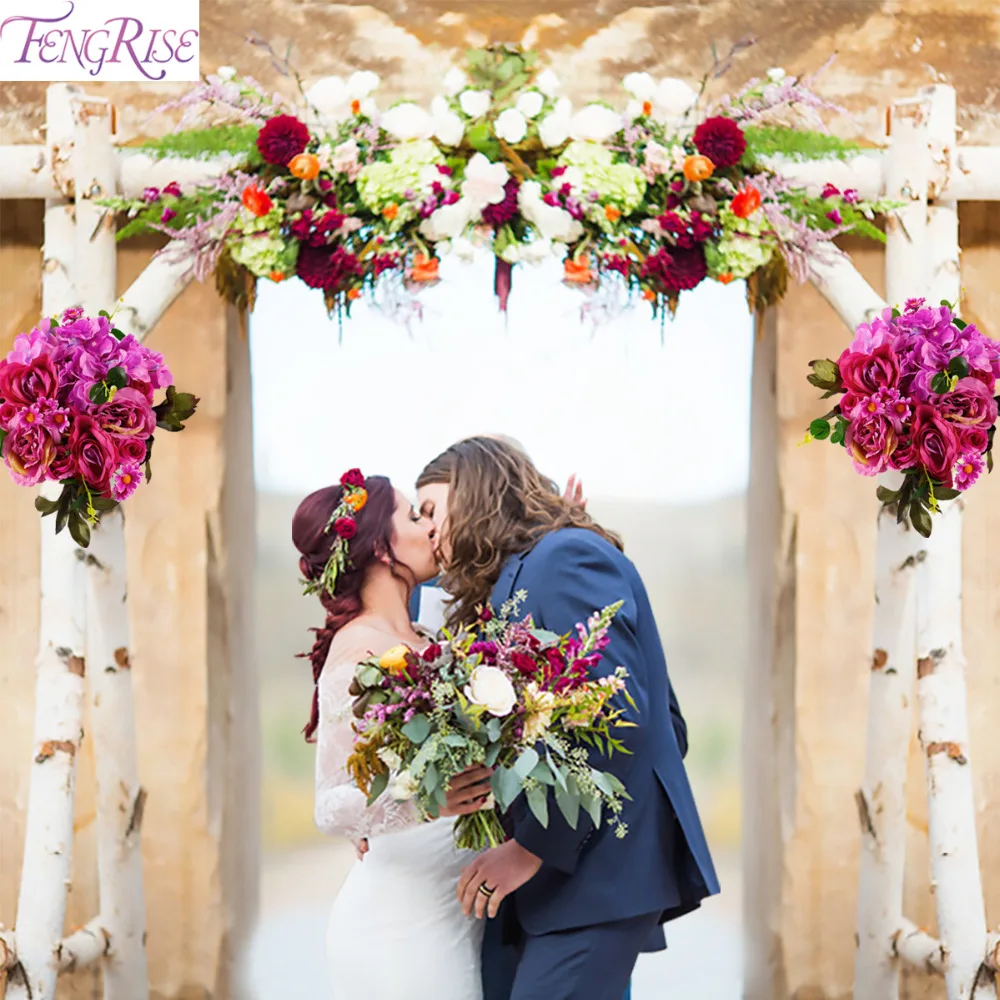 

FENGRISE Silk Fake Flowers Artificial Decoration Wedding Roses Flower Row Small Corner DIY Bouquet Mini Home Garland Decor