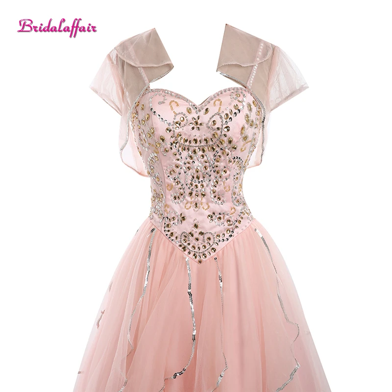 Bridalaffairreal фото Vestido De Festa розовый ремень спагетти Милая линии Выпускные платья Бусины и кристаллами вечерние платья
