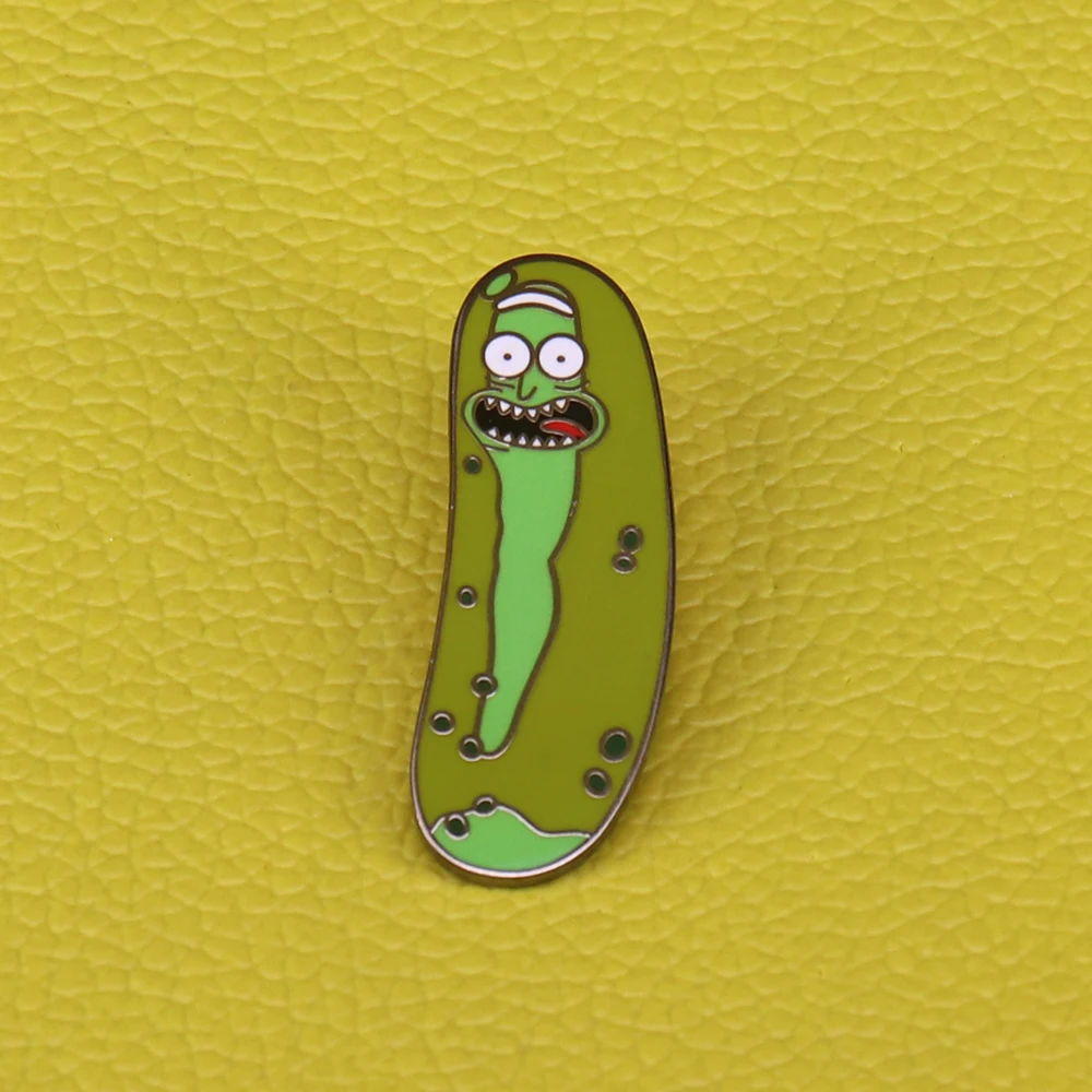 Pickle Rick Эмаль Булавка Рик и Морти милый брошка мультфильм кислый огурец еда ювелирные изделия куртки рюкзак приспособление для Бейджа