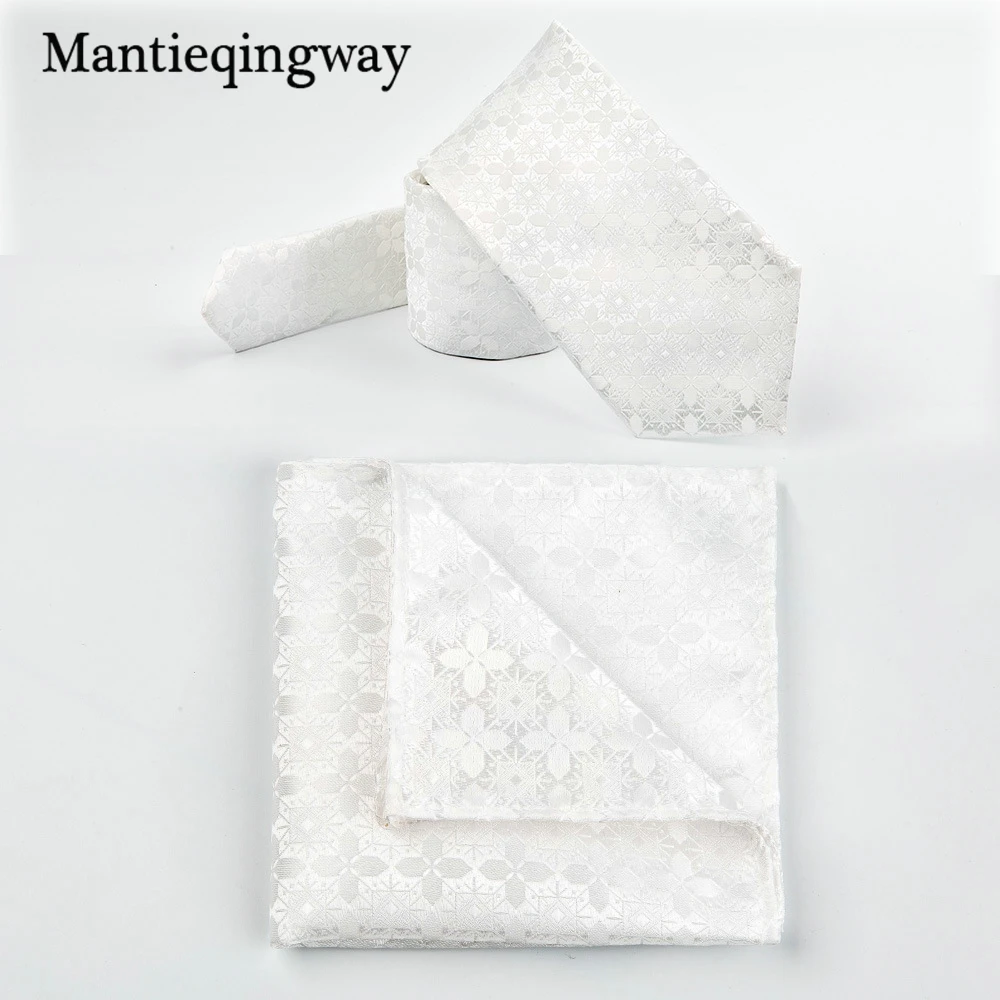 Mantieqingway классический платок комплект шейных платков для мужской свадебный костюм цветочный Печатный шейный платок с карманом квадратной гравата, Тонкий Галстуки из полиэстера