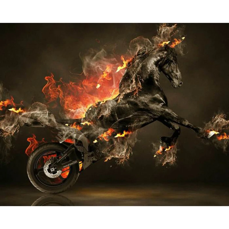 

Full Square/Round Drill 5D DIY Diamond Painting "Horse motorcycle" Embroidery Animal unicorn Cross Stitch 5D Home Decor Gift