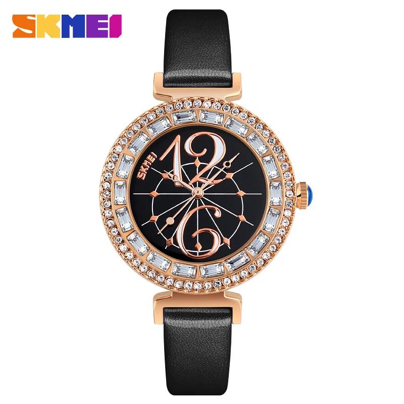 

SKMEI Quartz Watch Women Relojes Mujer Fashion Ladies Dress Watches Casual Leather Wristwatches Gift Clock Relogio Feminino 9158