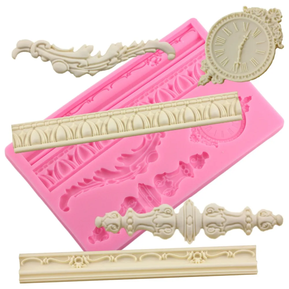 

Relief DIY Sugar Craft Cake Vintage Relief Border Silicone Mold Fondant Mold Cake Decorating Tools Relief Clock Fondant Mold