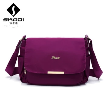 

SKADI Brand teenager casual solid fashion women shoulder crossbody Bag Nylon oxford Mochila Multifunction Flip Messenger Bag