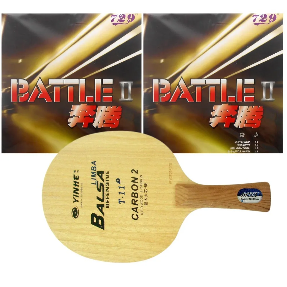 Pro Настольный теннис/пинг-понг Combo ракетки: Galaxy Yinhe t-11 + с 2x RITC729 битва II (липкий) длинные Shakehand fl