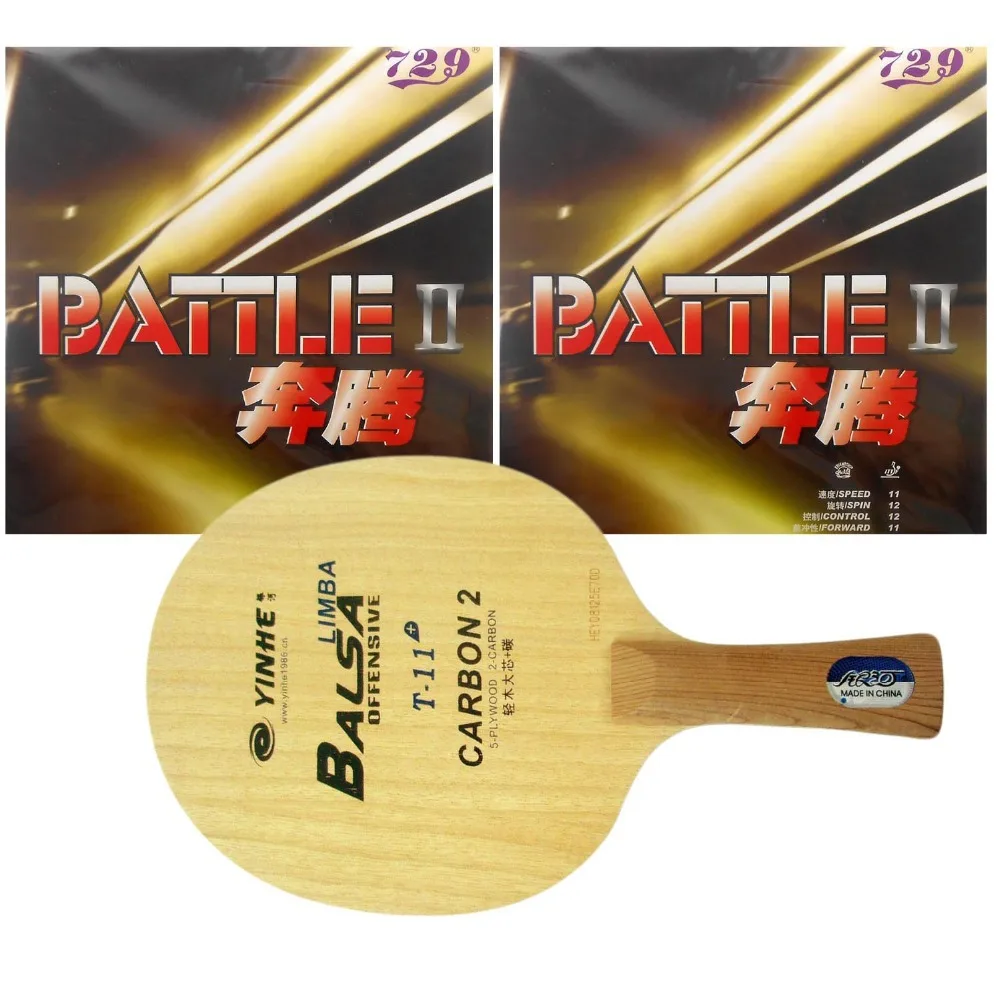 

Pro Table Tennis/ PingPong Combo Racket: Galaxy YINHE T-11+ with 2x RITC729 Battle II (Tacky) Long Shakehand FL