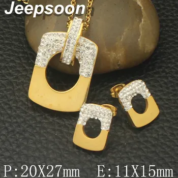 

New Fashion Stainless Steel Jewelry Romantic gold color Pendants and Earring sets for women SEWDEWCA
