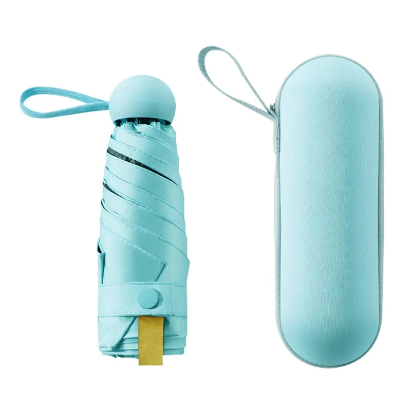 

Five-Folding Capsule Sun Umbrella Sunscreen Anti-UV Black Glue Portable Pocket Rain Umbrella