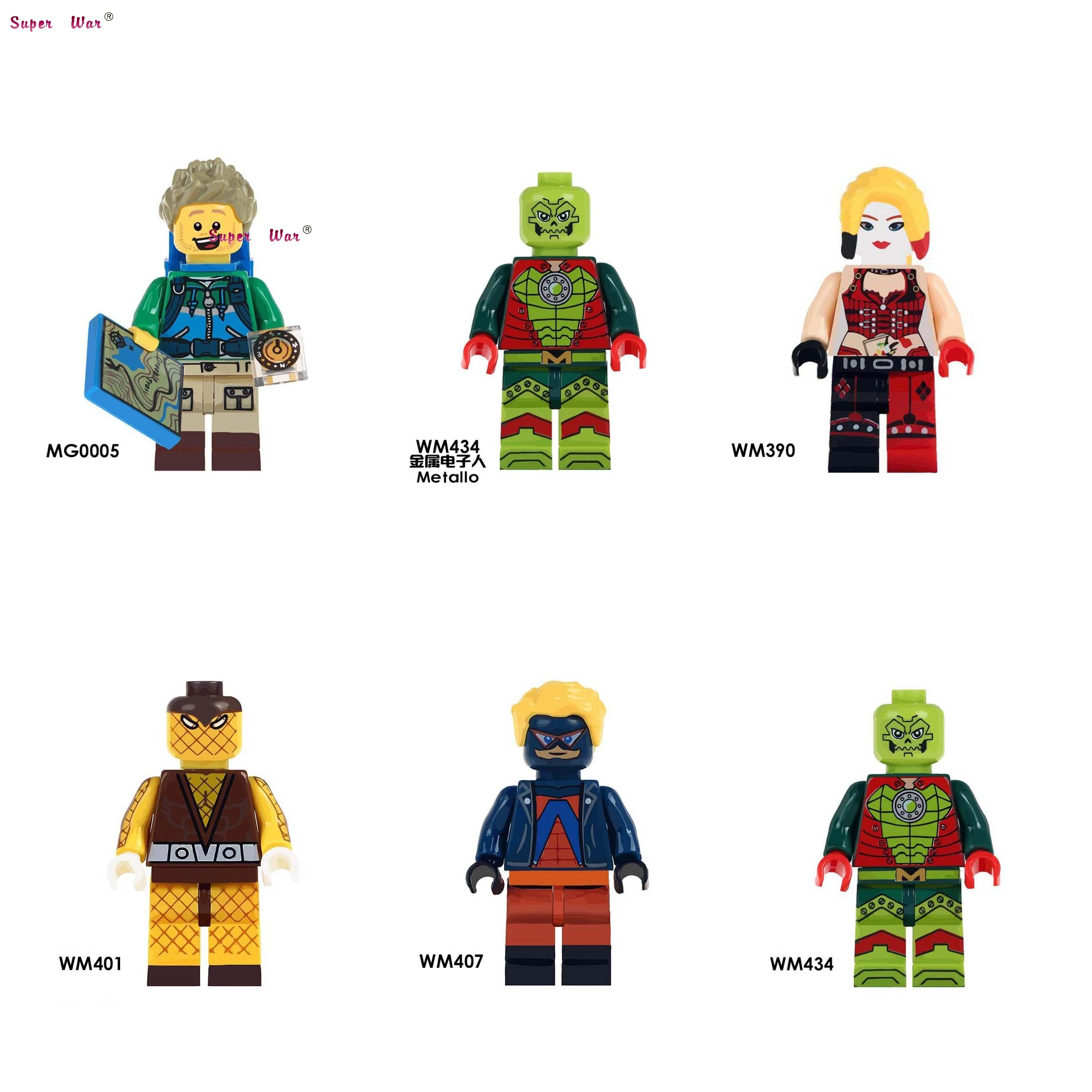 

Single marvel Super Heroes Hiker The Game Medol Harley Quinn Animal Man Shocker Metallo building block toys for children