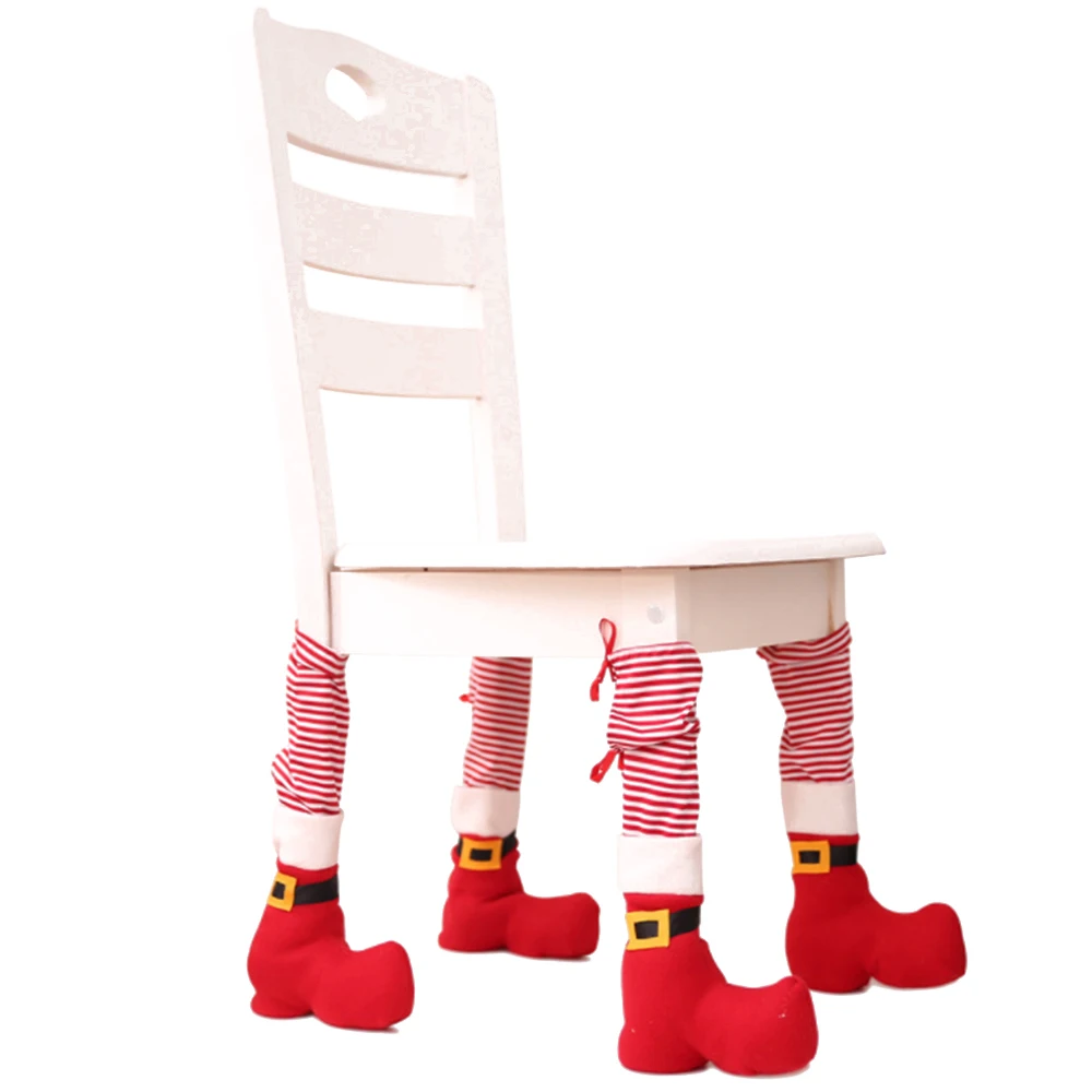38*9cm 4pcs/set Christmas Decorations Xmas Restaurant Bar Chair Foot Cover Stools Tables Feet