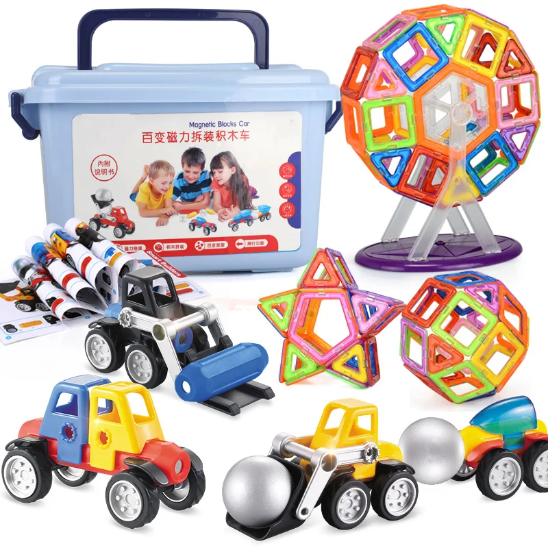 

New Magnetic Designer Balls Toys Ferris Wheel 3D DIY Magnetic Blocks Creative Engineering Vehicles Building Blocks Toy Kids Gift