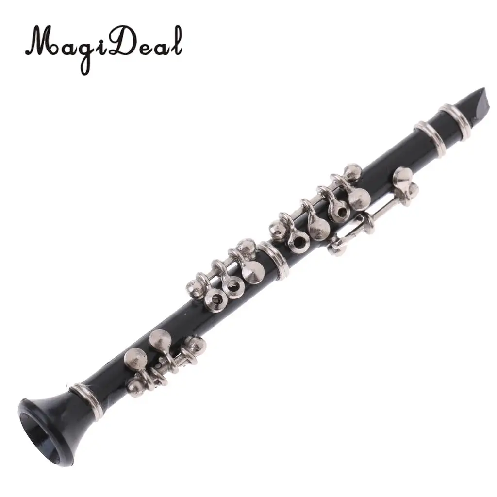 Miniature ABS Plastic Black Clarinet Musical Instrument with Box for 1/12 Dollhouse Music Room Table Decor Children Toy Gift