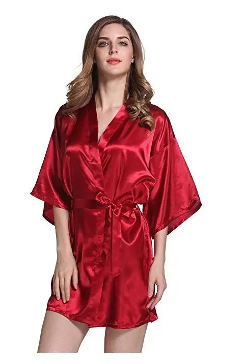 Women Sleepwear Bride Robes Silk Robe Silk Satin Wedding Bride Bridesmaid Robe Floral Bathrobe Short Kimono Robe Night Bath Fashion Dressing Gown for Women