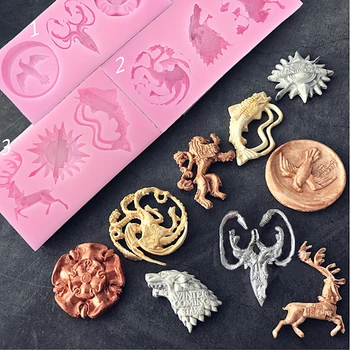 

Game of Thrones Family Badges silicone Fondant Gum Paste Chocolate Craft Mold Resin Polymer Clay Metal Clay,candle,cake mold