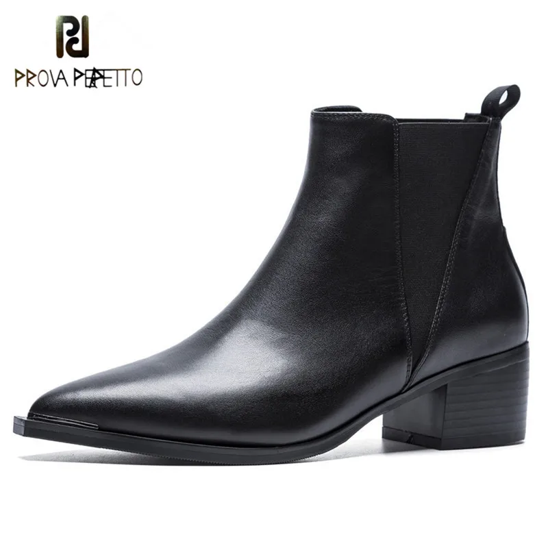 Koop Prova Perfetto Wees Teen Vrouwen Echt Lederen Hoge Hakken Herfst Winter Martin Schoenen Vrouw Sexy Zwarte Enkel Motorlaarzen