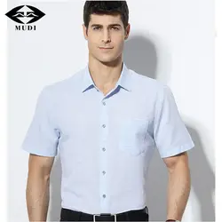 Муди модная брендовая одежда Для мужчин футболка с коротким рукавом Лето 2017 г. новый воротник-стойка рубашка узкого кроя M-4XL Повседневная
