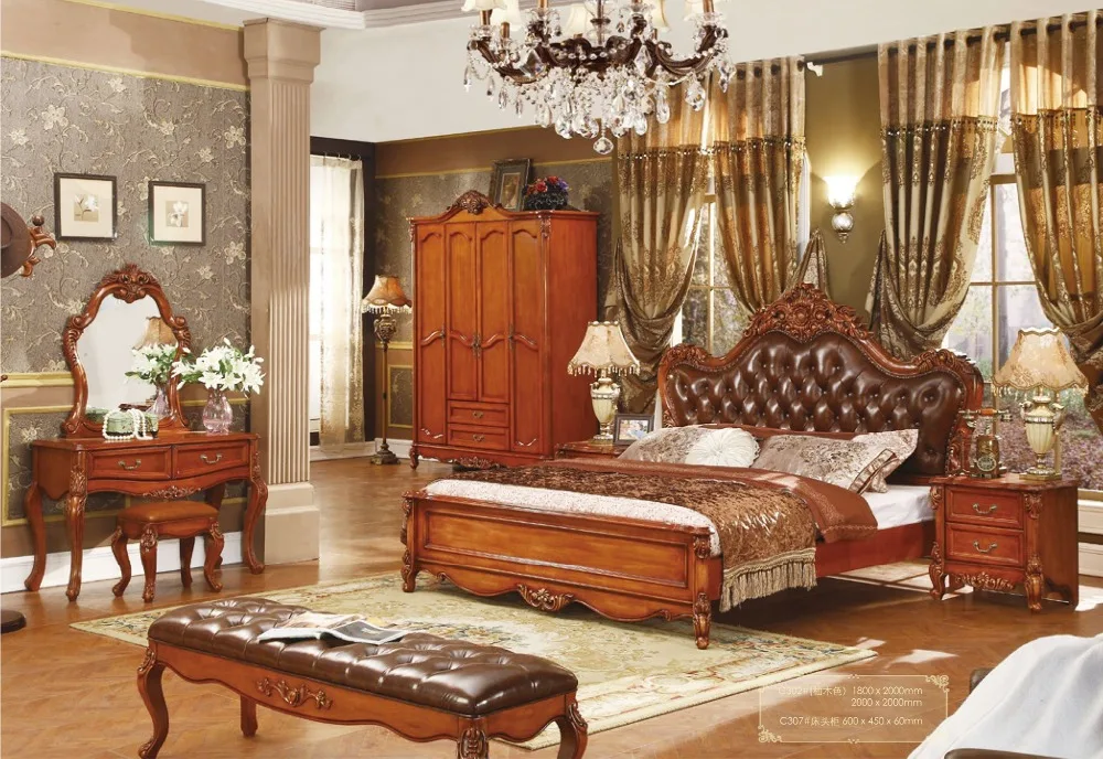 حار بيع رخيصة السعر نوعية جيدة خشب متين الملك حجم طاقم غرفة نوم