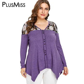 PlusMiss Plus Size Floral Sexy Mesh Tunic Tops 5XL Women Autumn 2018 Big Size Vintage Long Sleeve Blouse Ladies XXXXL XXXL XXL