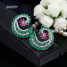 SINZRY Роскошные преувеличенные серьги кубического циркония цветок свадебные шпильки женские украшения, серьги аксессуар