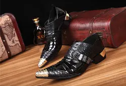 Для мужчин из лакированной кожи с острым носком модная обувь с металлическим носком Для мужчин 6,5/4,5 см Обувь на высоком каблуке Модные