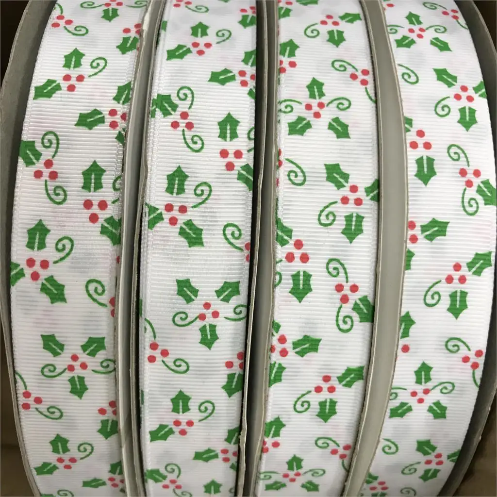 

Crazy Discount 7/8" 22mm Red Green Christmas Printed Grosgrain Ribbon for DIY Crafts Accessories Gift Wrapping 100 Yards