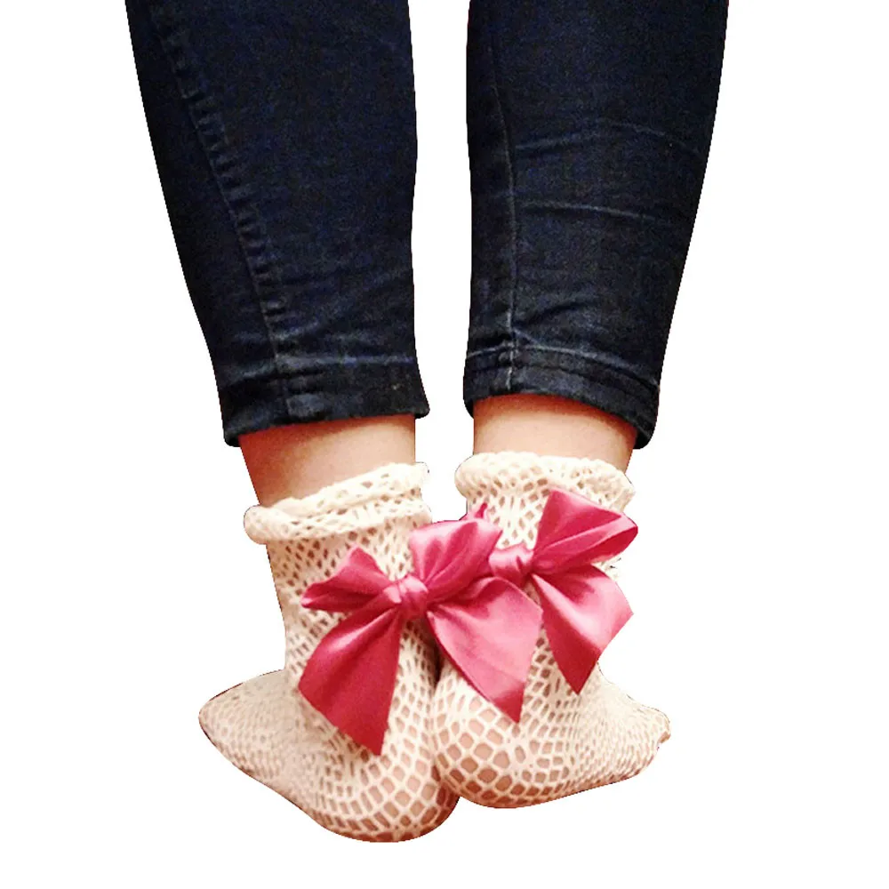 1 пара пикантные женские кружевные розовые женские сетчатые носки с бантом летние ажурные короткие чулочно-носочные изделия розового цвета