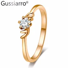 Gussiarro простая круглая форма сияющая элегантность прозрачный фианит Цветок Палец золотые цветные кольца для женщин кольцо ювелирные изделия