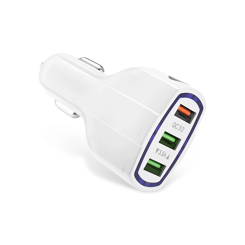 

Quelima Quick Charge 3.0 USB Charging Universal Three USB Ports Smart Car Charger with LED Indicator Light Smart IC Technology