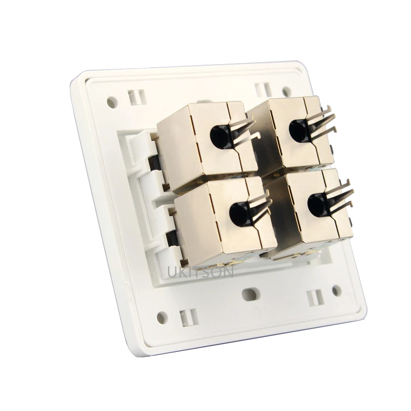 Настенная панель с 4 портами защиты CAT6 RJ45 UTP лицевая 86x86 мм для компьютерного