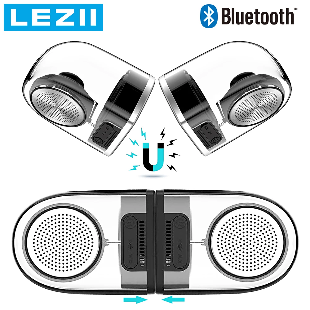 

LEZII Magnetic Speaker Waterproof TWS Bluetooth Speakers True Wireless Surround Sound Outdoor Portable Speaker with Mic HiFi