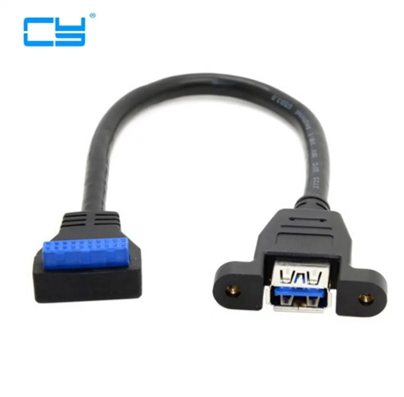 

USB 3.0 Single Port A Female Screw Mount Type To Up Angled Motherboard 20pin Header Cable 90 Degree