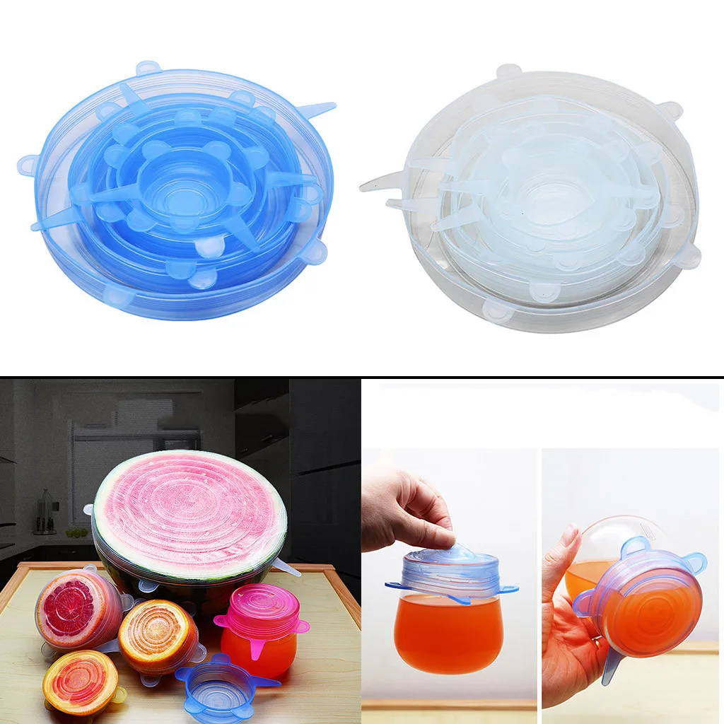

2019 New 6Pcs Reusable Silicone Wrap Bowl Seal Cover Stretch Lid Keep Food Fresh #NN710