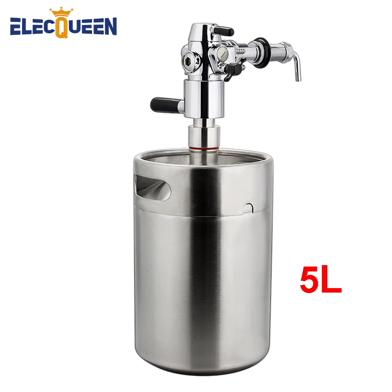 

Pressurized Mini Growler 5L with de-foaming Device Home Brewing Stainless Steel Mini Keg & Defoamer for Bottling Keg Growler Set