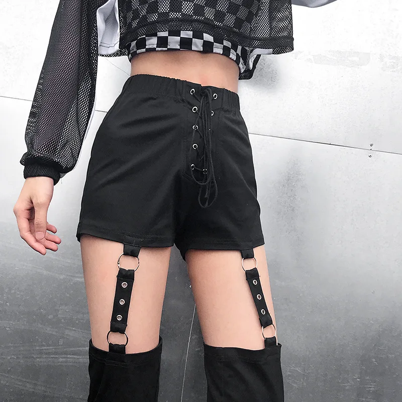 Sexy Black Pants Women Street Cut Out 