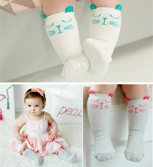 Hot sale Cute Cat Baby Knee High sock Infant Baby leg warmers Animal