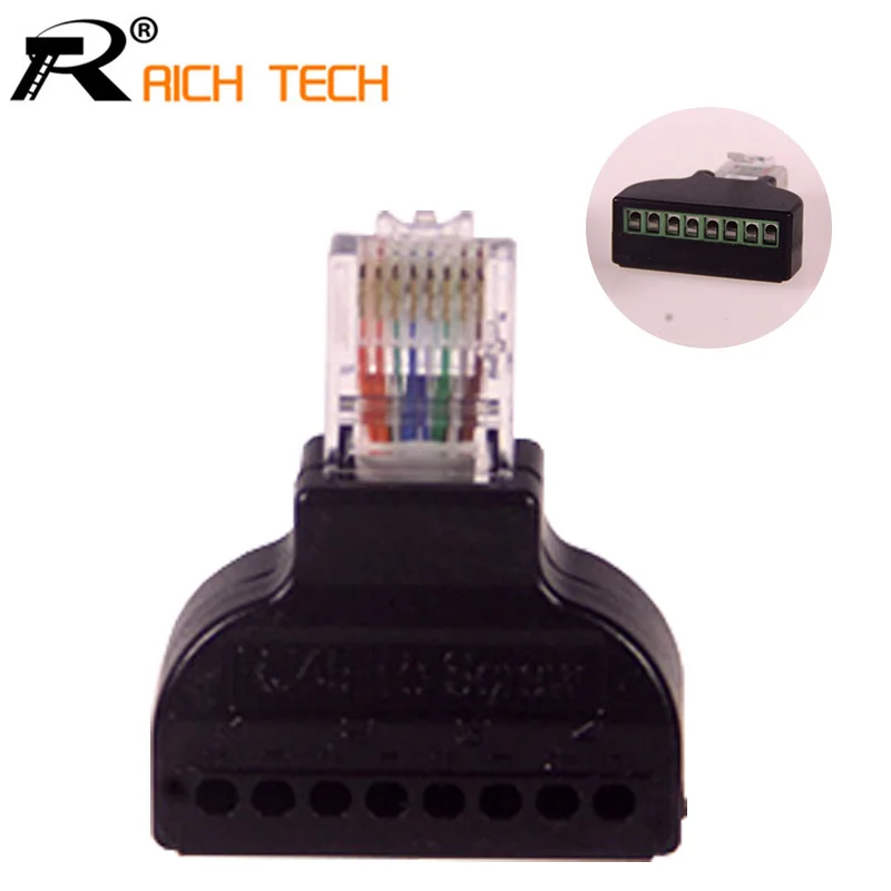 

1Pc RJ45 Ethernet Male To 8 Pin AV Terminal Screw Adapter Converter Block Plug CCTV Accessory