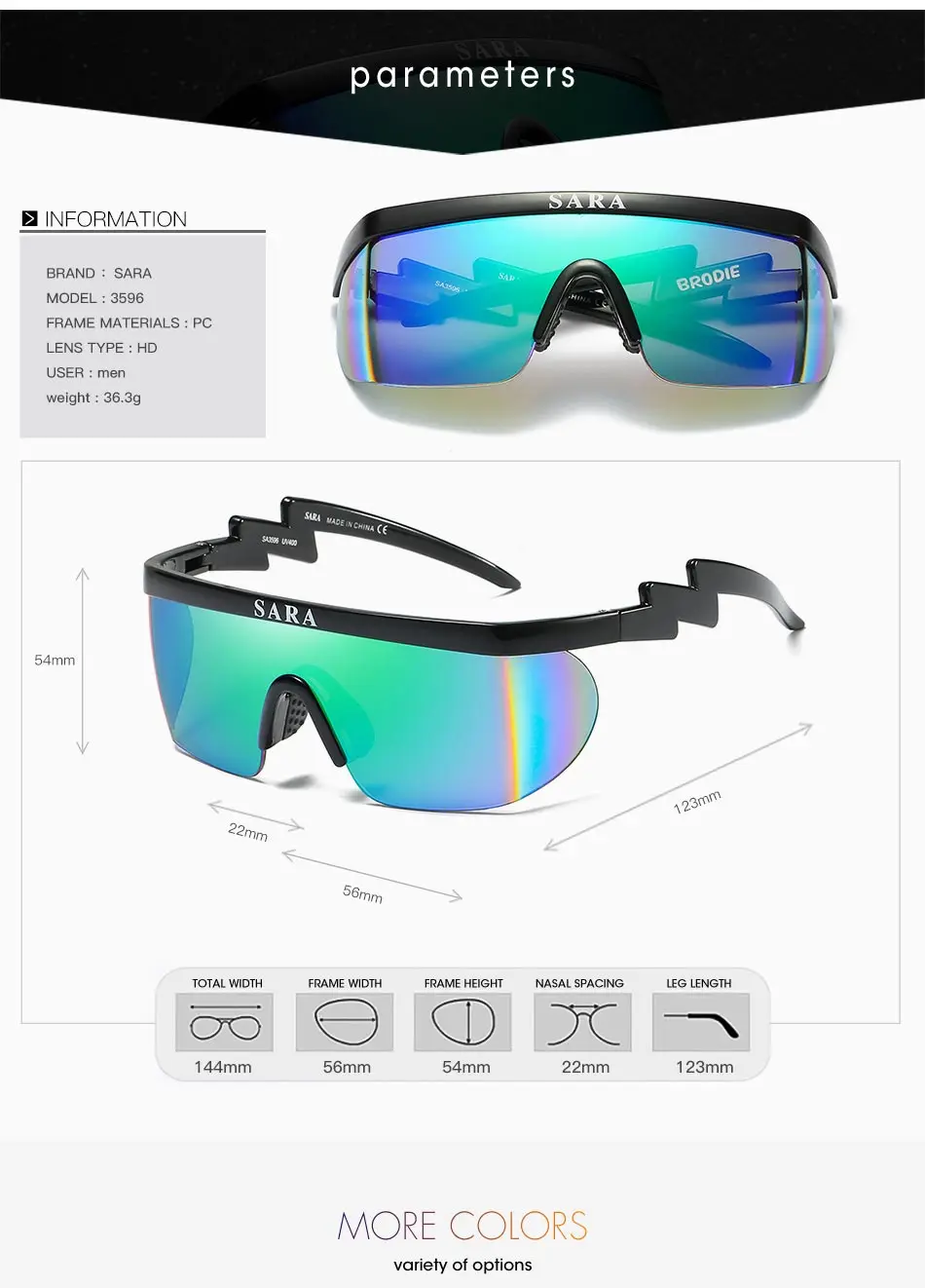 Summer New Sport Eyewear Men Goggle Oversize Sunglasses Windproof Shield Frame Coating Mirror Sun Glasses 2 Lens UV400