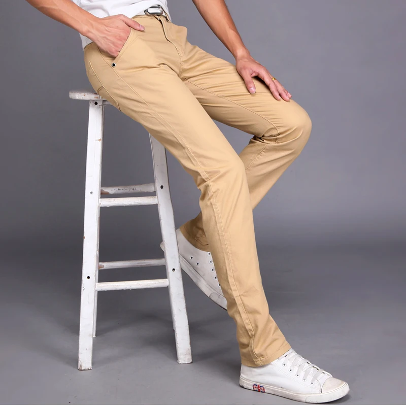 Модные новые высококачественные мужские штаны из хлопка прямые весенне-летние длинные мужские классические повседневные деловые брюки полной длины