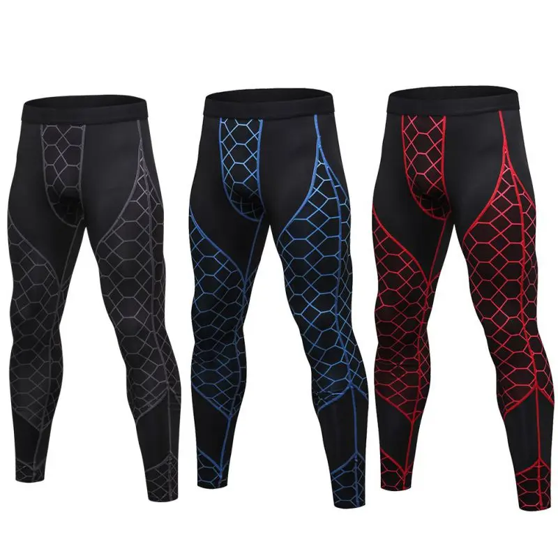 

Sports Tights Men's Running Training Accessories High Elastic Fitness Trousers Quick-Drying Bottoming Print Stitching Pants