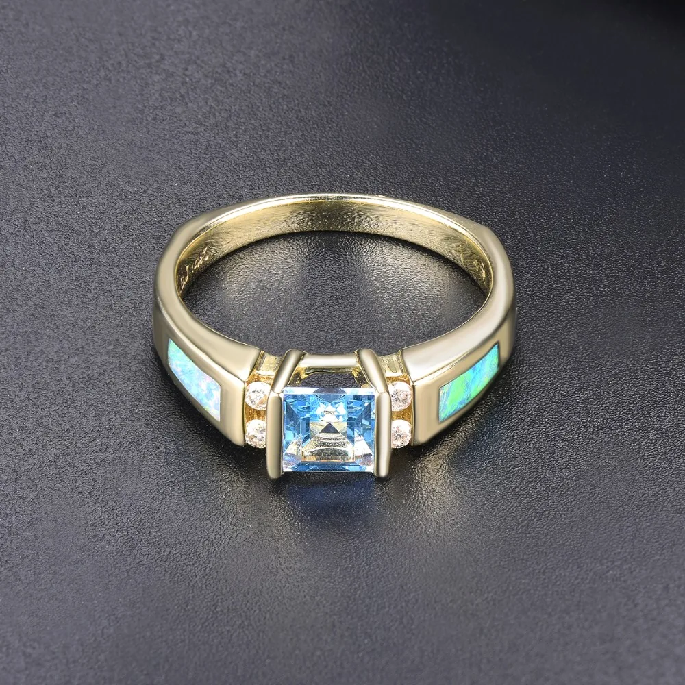 LP, натуральный небесно-голубой топаз и бриллиант и опал, 14 к, 18 К, желтое золото, обручальное кольцо, кольца, Винтаж, хорошее ювелирное изделие для женщин, подарок