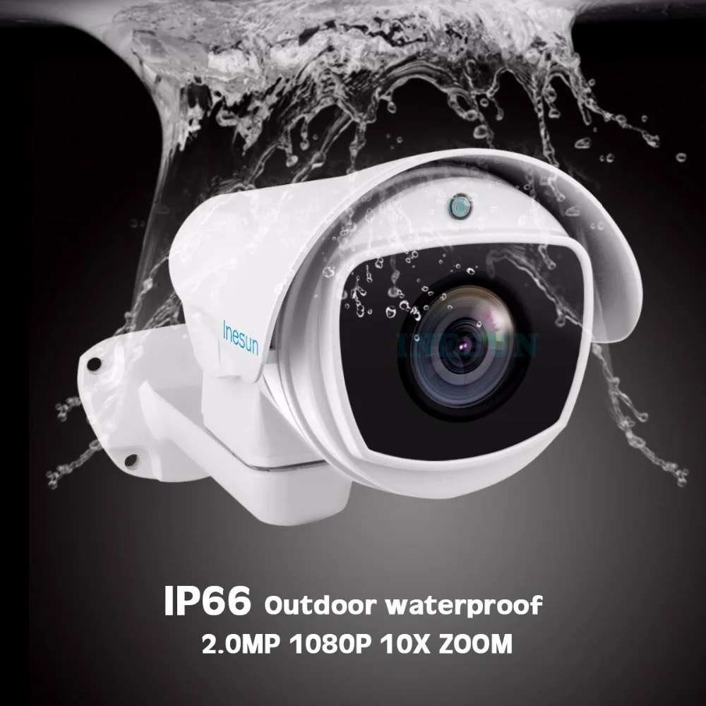 Inesun Открытый PoE PTZ IP камера 2MP/5MP супер HD 2592x1944 панорамирование/наклон 10x оптический зум PTZ камера водонепроницаемый 100 м ИК ночного видения