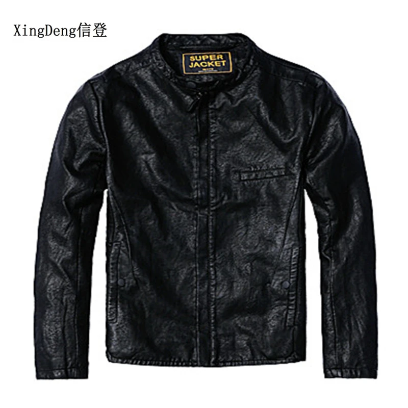 

XingDeng Brand High Leather fashion casual Jacket Men 80s costumes top Coats Quality Outerwear summer spring Male zipper clothes