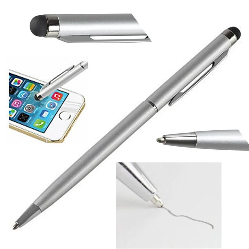 New High Quality 2 in 1 Mini Metal Capacitive Touch Pen Stylus Screen For Phone Tablet Laptop Built-in Ballpoint Pen