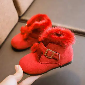 

Children shoes girls 2019 fashion breathable warm fur girls shoes kids sneakers flat with solid buckled kids casual shoes girls